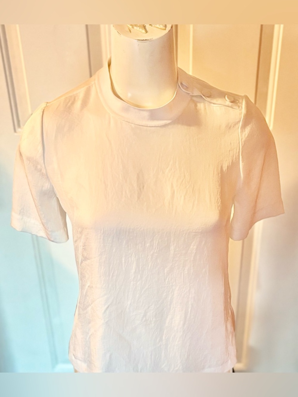 Rag & Bone Aiden Antique White Shoulder Buttons Blouse Top size XS